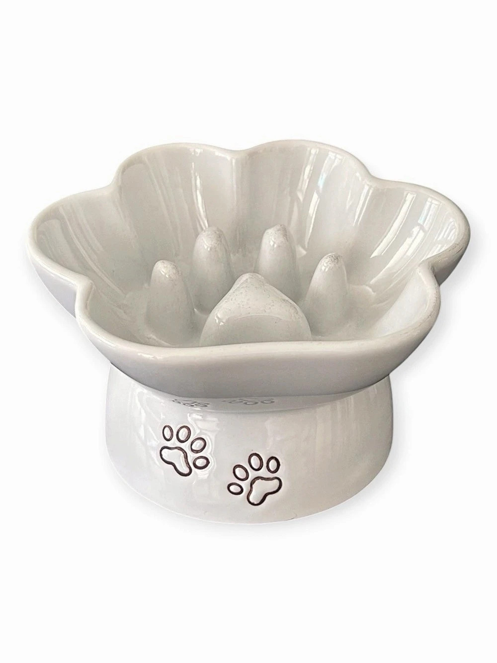 Pioneer Pet Flower Elevated Pet Feeder White Ceramic Elevated Dog Feeder